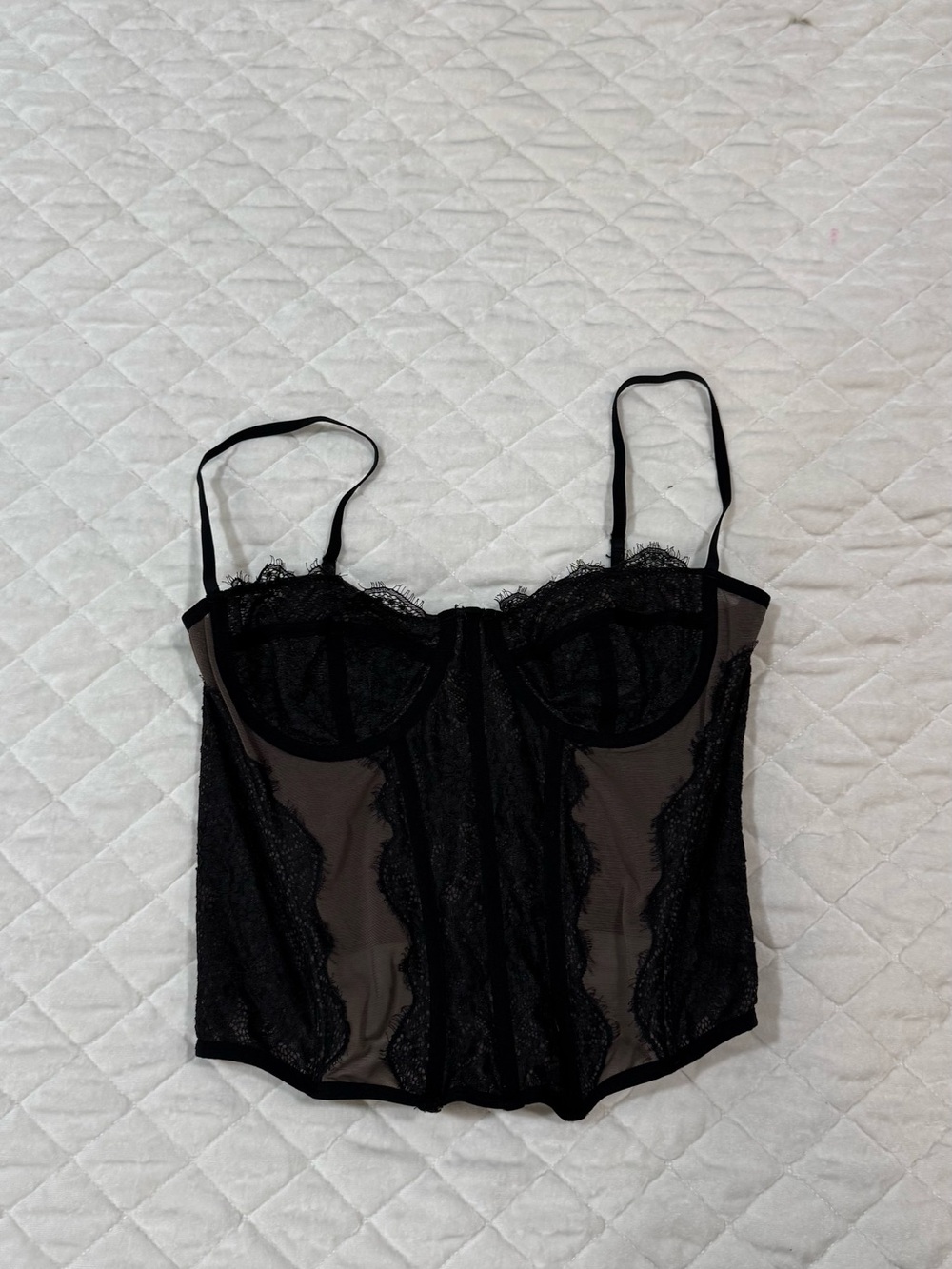 Urban Outfitters Black Sheer Lace Bustier Crop Top